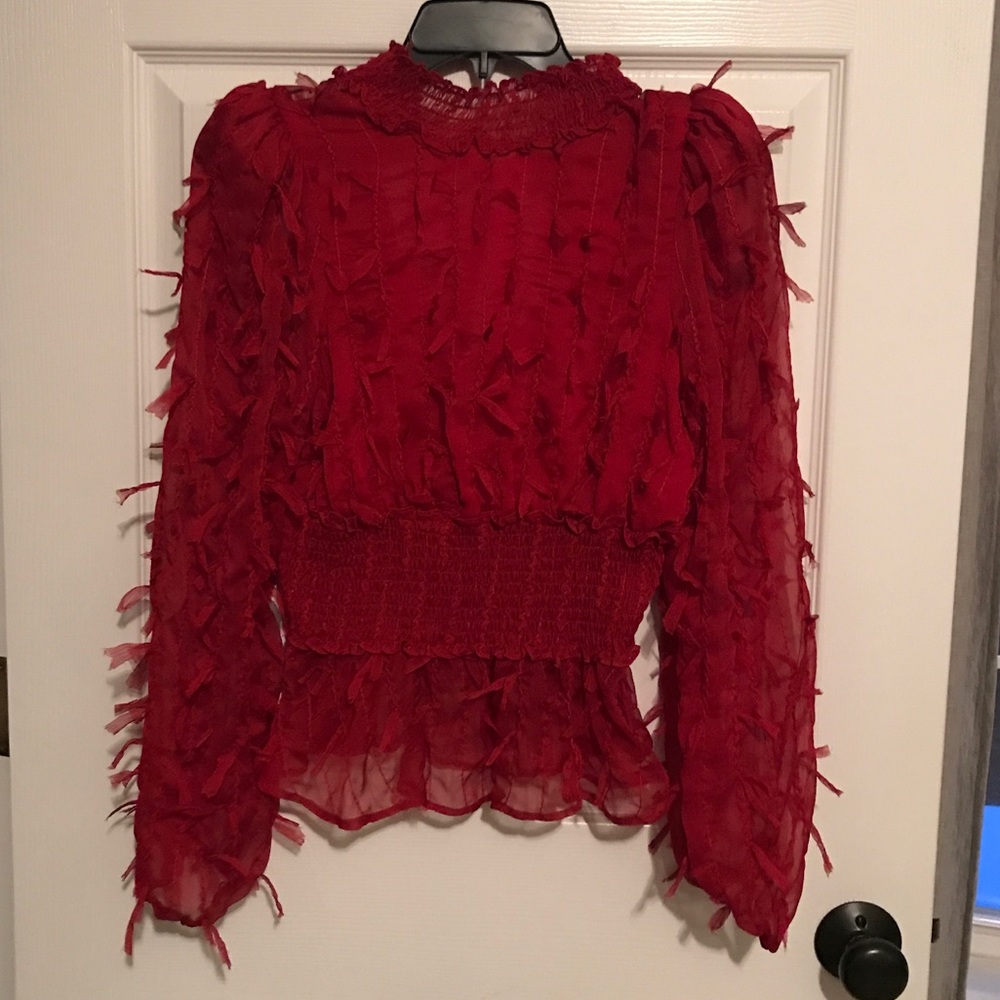 Zara Red Frill Top
